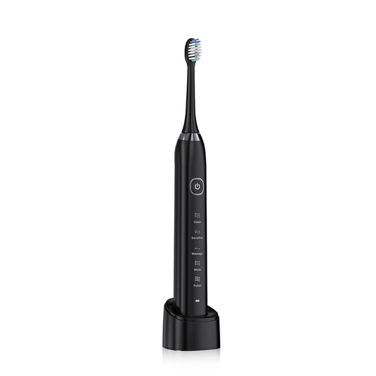 Electric Sonic Toothbrush With 8 Brush Heads Black