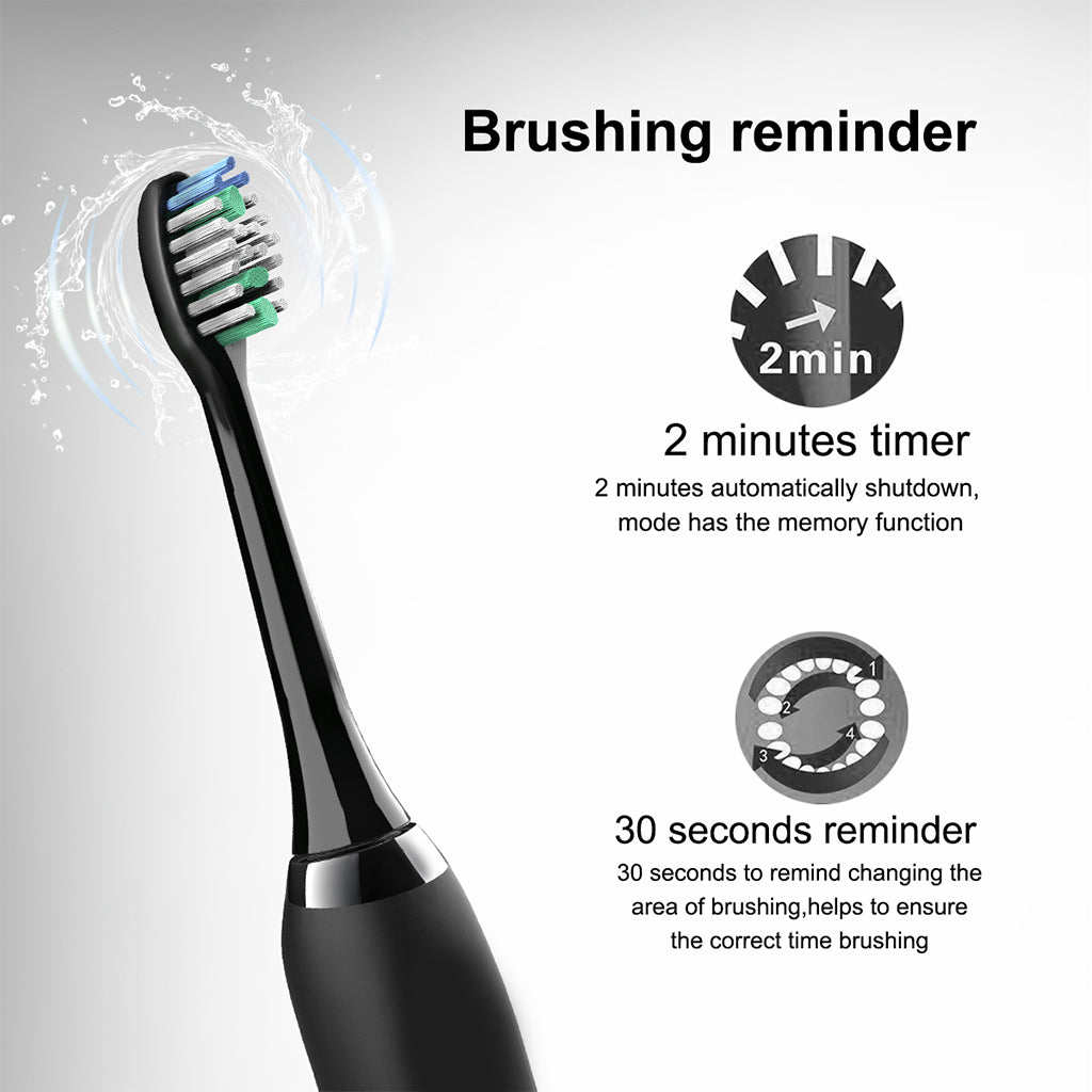 Electric Sonic Toothbrush With 8 Brush Heads Black