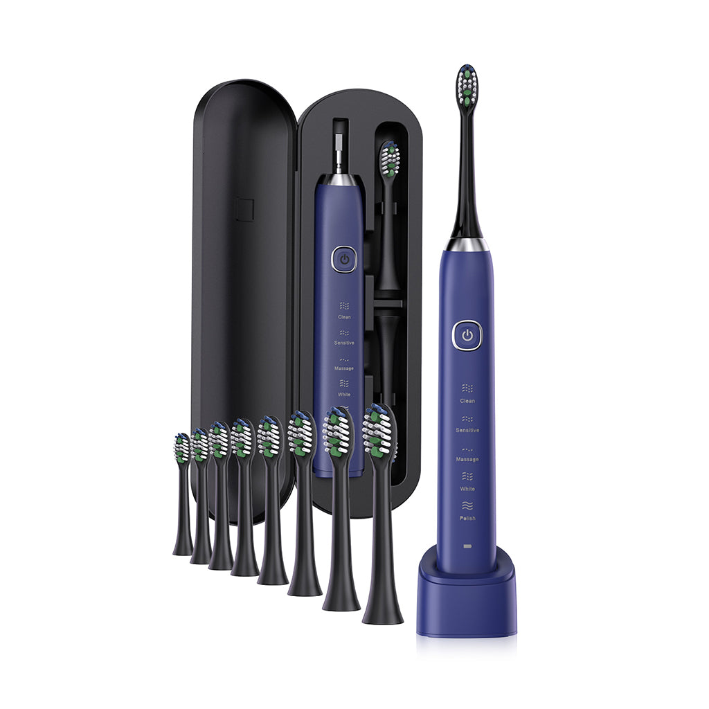 Electric Sonic Toothbrush With 8 Brush Heads Blue