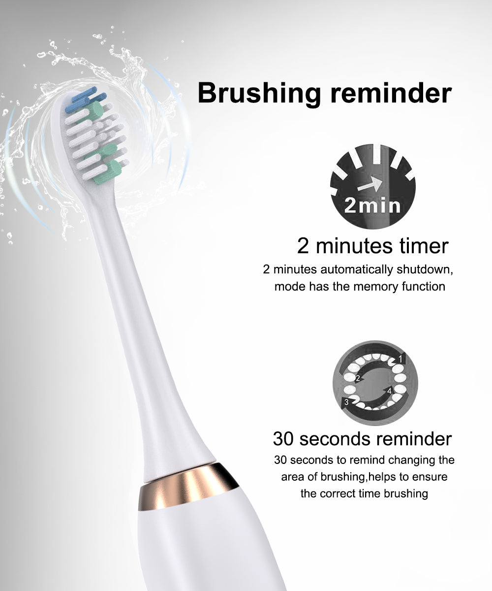 Electric Sonic Toothbrush With 8 Brush Heads White